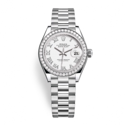Rolex Lady-Datejust 28mm Platinum and White Dial 279136RBR-0013