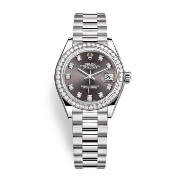 Rolex Lady-Datejust 28mm Platinum and Grey Dial 279136RBR-0011