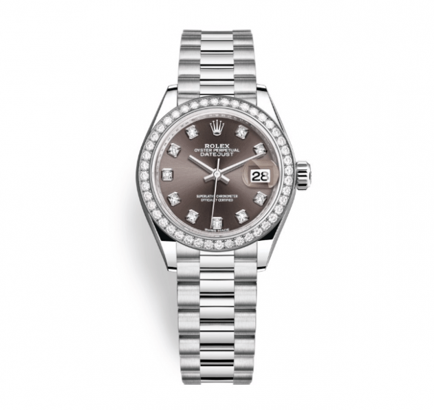 Rolex Lady-Datejust 28mm Platinum and Grey Dial 279136RBR-0011