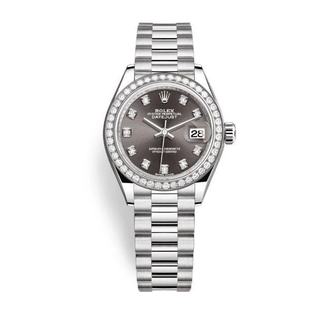 Rolex Lady-Datejust 28mm Platinum and Grey Dial 279136RBR-0011