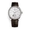 Rolex Cellini Dual Time 39mm White Gold Silver Brown Strap 50529-0009