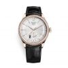 Rolex Cellini Dual Time 39mm Rose Gold Silver Black Strap 50525-0009