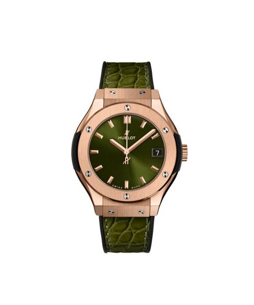 Hublot Classic Fusion Green King Gold Leather Strap 33 mm