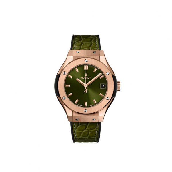 Hublot Classic Fusion Green King Gold Leather Strap 33 mm
