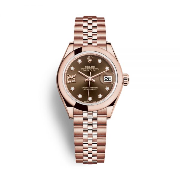 Rolex Everose Gold Lady-Datejust 28mm Watch - Domed Bezel - 279165