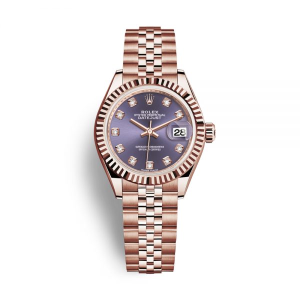 Rolex Everose Gold Lady-Datejust 28mm Watch - Fluted Bezel - 279175 adj