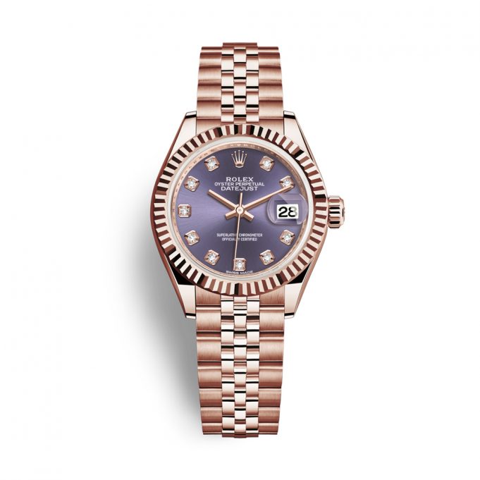 Rolex Everose Gold Lady-Datejust 28mm Watch - Fluted Bezel - 279175 adj