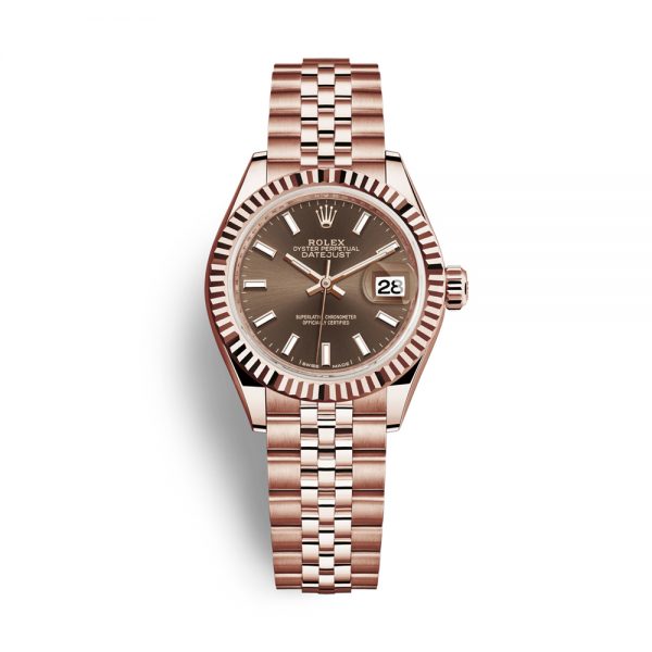 Rolex Everose Gold Lady-Datejust 28mm Watch - Fluted Bezel - 279175 choij