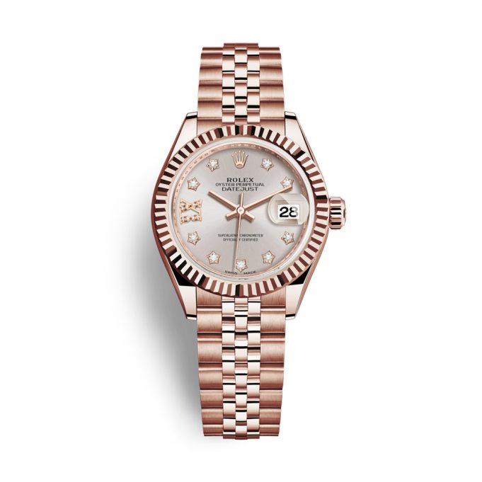 Rolex Everose Gold Lady-Datejust 28mm Watch - Fluted Bezel - 279175 s9dix8dj