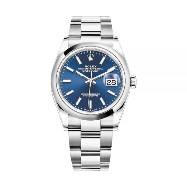Rolex Steel Datejust 36mm Watch - Domed Bezel - Blue Index Dial - Oyster Bracelet - 126200Rolex Steel Datejust 36mm Watch - Domed Bezel - Blue Index Dial - Oyster Bracelet - 126200