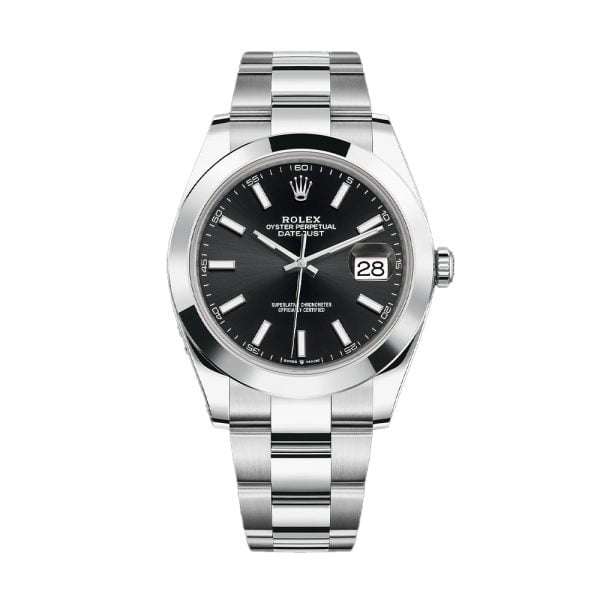 Rolex Steel Datejust 36mm Watch - Domed Bezel - Black Index Dial - Oyster Bracelet - 126200