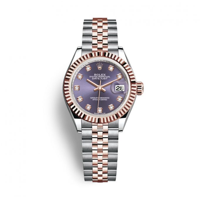 Rolex Steel and Everose Gold Rolesor Lady-Datejust 28mm Watch - Fluted Bezel - 279171 audj