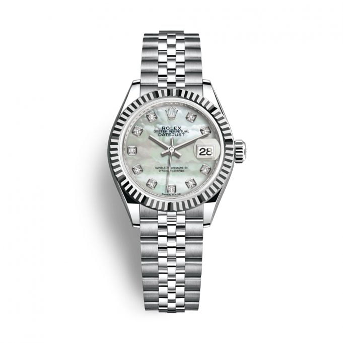 Rolex Steel and White Gold Rolesor Lady-Datejust 28 Watch - Fluted Bezel - 279174 mdj