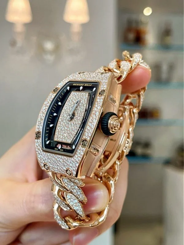 Richard Mille RM 07 01 Snow Full Diamond Rose Gold Bracelet