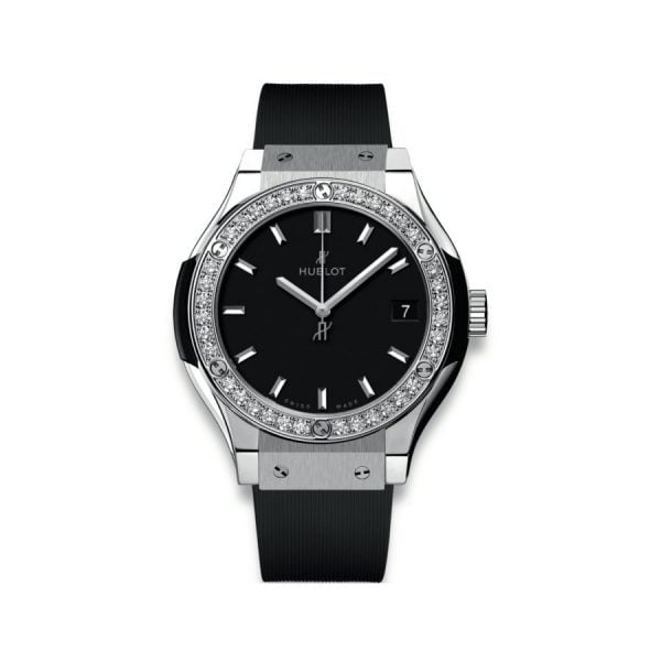 HUBLOT CLASSIC FUSION BLACK TITANIUM DIAMONDS 33MM MÁY PIN NEW