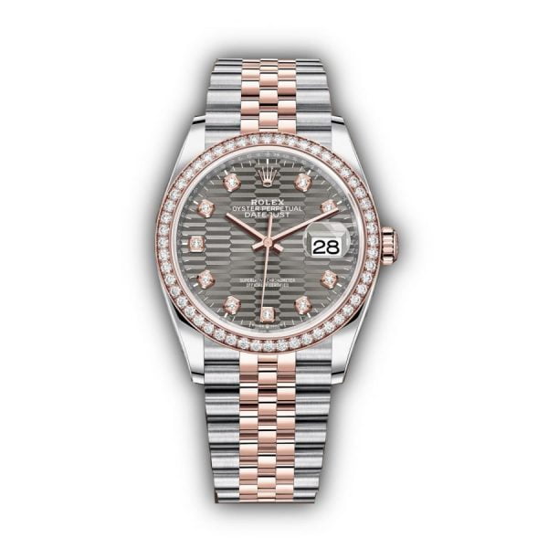 Rolex Steel and Everose Rolesor Datejust 36mm Grey Motif - 126281RBR-0029