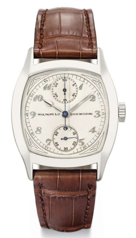 Unique Cushion-Shaped Single Button Chronograph In 18k White Gold