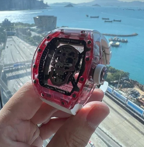 Richard Mille 52 06 Skull Tourbillon Red Sapphire Diamond ch h ng