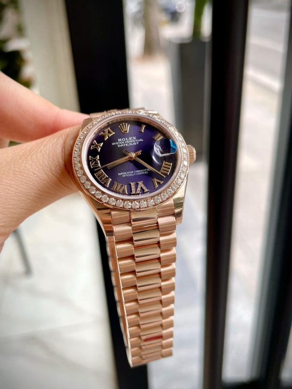 Rolex Datejust Lady Rose Gold Aubergine Six Dial