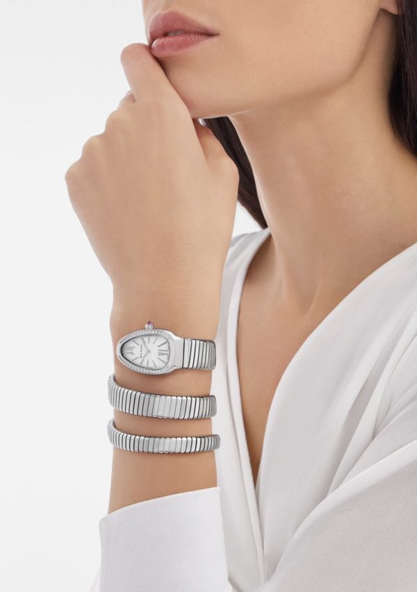 BVLGARI SERPENTI TUBOGAS WHITE DIAL DIAMONDS