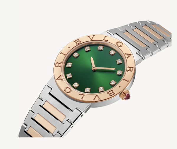 BVLGARI BVLGARI GREEN DIAL STEEL AND ROSE GOLD