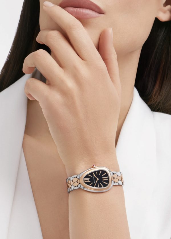 BVLGARI SERPENTI SEDUTTORI BLACK DIAL ROSE GOLD AND STEEL