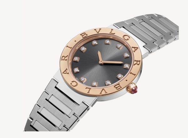 BVLGARI BVLGARI STEEL AND ROSE GOLD BLACK DIAL