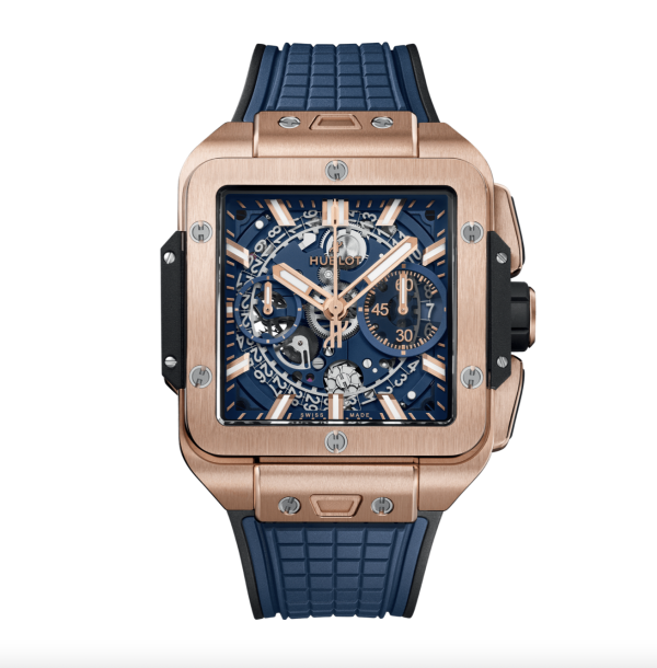 HUBLOT SQUARE BANG UNICO KING GOLD BLUE