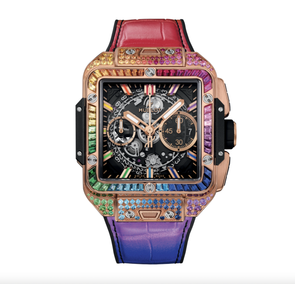 HUBLOT SQUARE BANG UNICO KING GOLD RAINBOW