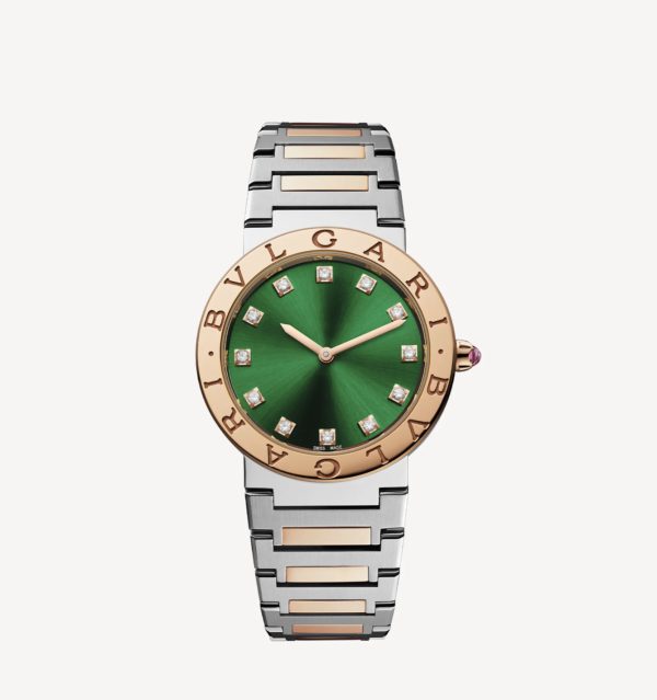 BVLGARI BVLGARI GREEN DIAL STEEL AND ROSE GOLD
