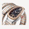 BVLGARI SERPENTI TUBOGAS BLACK DIAL STEEL AND ROSE GOLD DIAMONDS