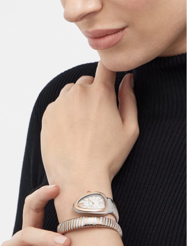BVLGARI SERPENTI TUBOGAS WHITE DIAL STEEL AND ROSE GOLD