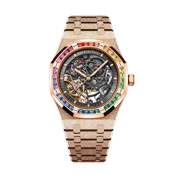 Royal Oak Frosted Pink Gold Double Balance Wheel Openworked