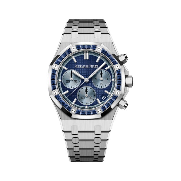 Royal Oak Selfwinding Chronograph Special Edition Blue “Grande Tapisserie” Dial Baguette-cut Sapphires Bezel