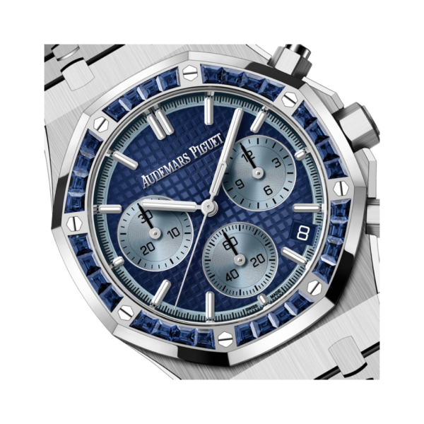 Royal Oak Selfwinding Chronograph Special Edition Blue “Grande Tapisserie” Dial Baguette-cut Sapphires Bezel