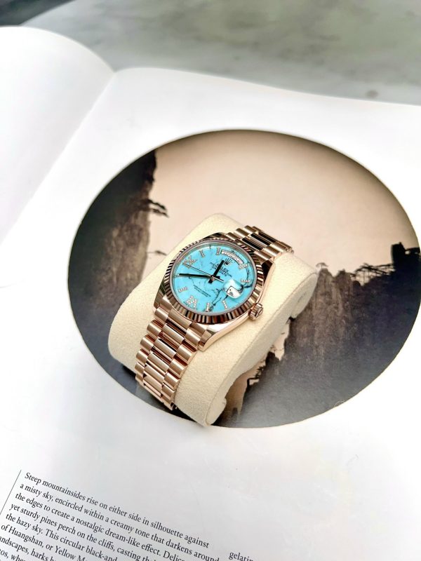 Rolex Everose Gold Day-Date 36 128235-0064 Mặt Số Turquoise