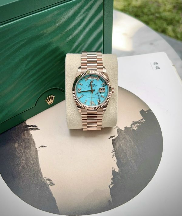 Rolex Everose Gold Day-Date 36 128235-0064 Mặt Số Turquoise