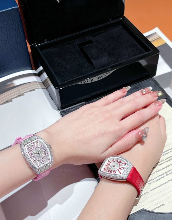 Franck Muller Vanguard V32 Full Diamond Steel Pink