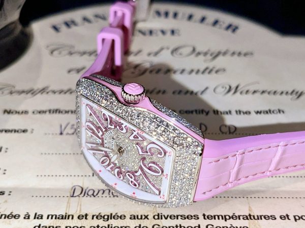 Franck Muller Vanguard V32 Full Diamond Steel Pink