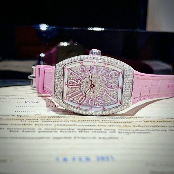 Franck Muller Vanguard V32 Full Diamond Steel Pink