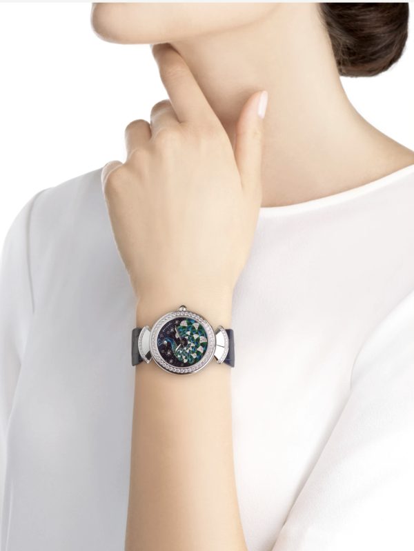 BVLGARI DIVAS’ DREAMS WHITE GOLD PEACOCK DIAMONDS BLUE DIAL