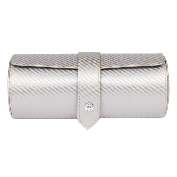 Box du lịch 3 đồng hồ Carbon Three Watch Roll Silver