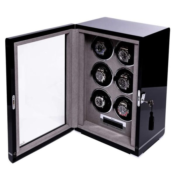 Hộp quay đồng hồ 6 ổ Formula Six Watch Winder Black W556