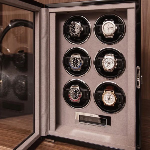 Hộp quay đồng hồ 6 ổ Formula Six Watch Winder Black W556