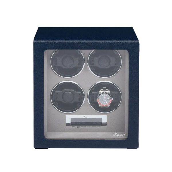 Hộp quay đồng hồ 4 ổ Quantum Quad Watch Winder Navy W634