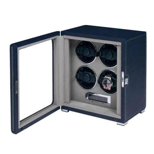 Hộp quay đồng hồ 4 ổ Quantum Quad Watch Winder Navy W634