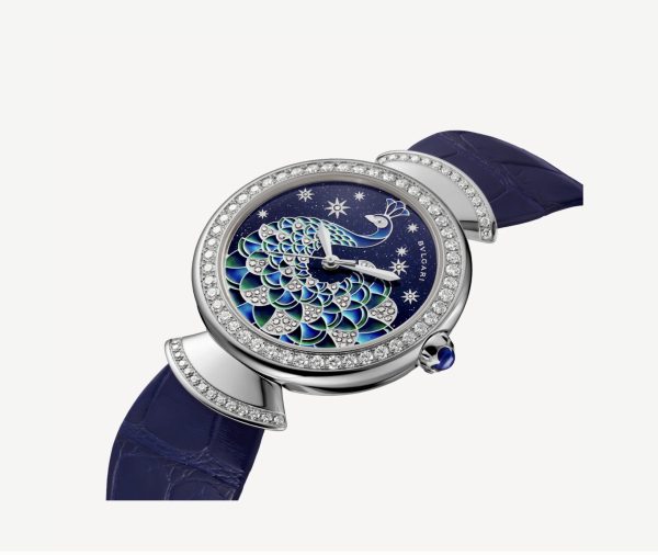 BVLGARI DIVAS’ DREAMS WHITE GOLD PEACOCK DIAMONDS BLUE DIAL