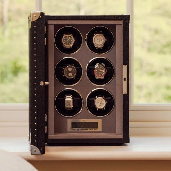 Hộp quay đồng hồ 6 ổ Romer Six Watch Winder Black W656