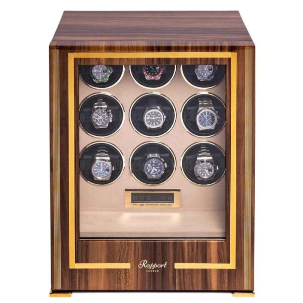 Hộp quay đồng hồ 9 ổ Paramount Nine Watch Winder Walnut W309