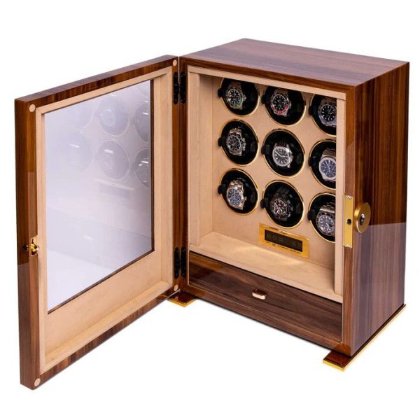 Hộp quay đồng hồ 9 ổ Paramount Nine Watch Winder Walnut W309